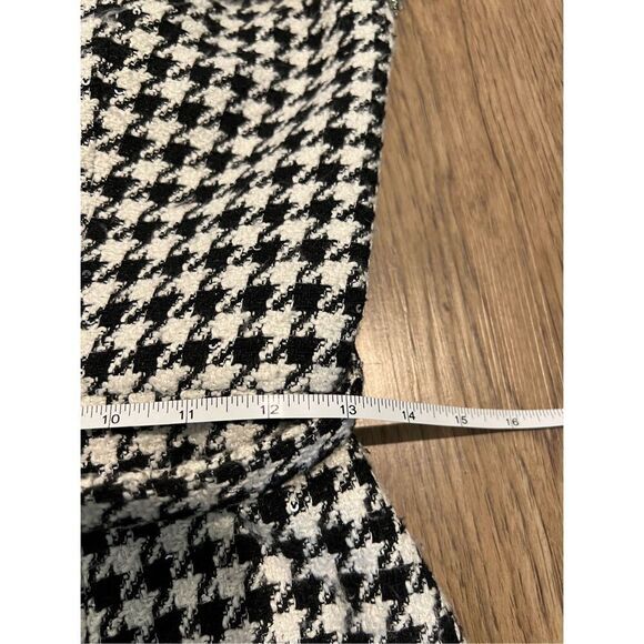 LDT RILEY STRAPLESS FLOUNCE TWEED MINI DRESS Black and White Houndstooth size 4 - Picture 7 of 10